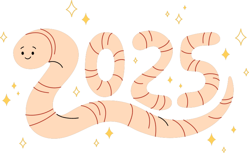 2025 written like a cute snake